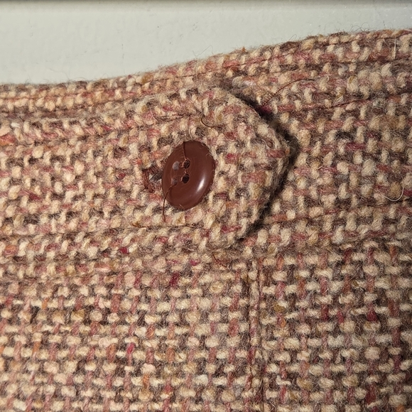 Vintage Woven Tweed Wool Blend Front Pleated Midi Skirt A-Line Pencil Size 6 - Picture 4 of 10